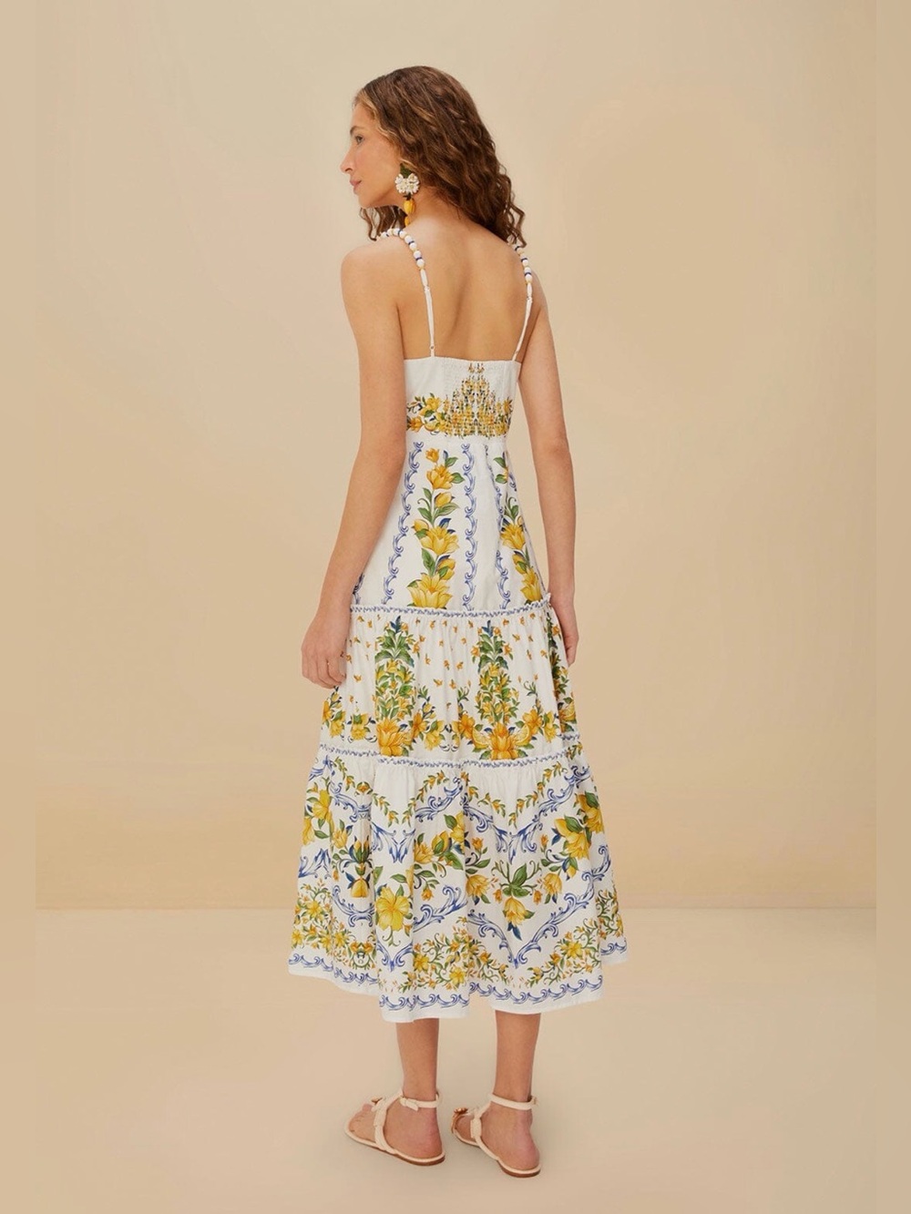 FARM Rio Sicily midi yellow floral dress XL - Picture 3 of 5